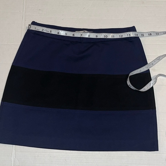 Tory Burch sport-S-black&blue horizontal stripe elastic waist stretch mini skirt - Picture 4 of 8